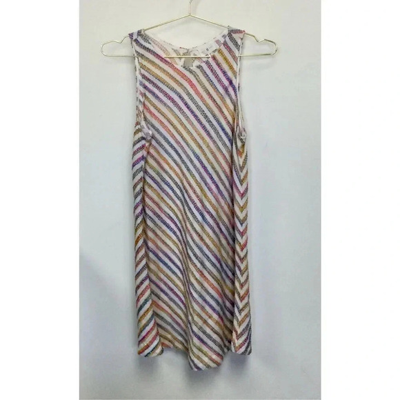 Lou & Grey Womens Multicolor Rainbow Stripe Swing Dress Size Medium - Picture 1 of 9